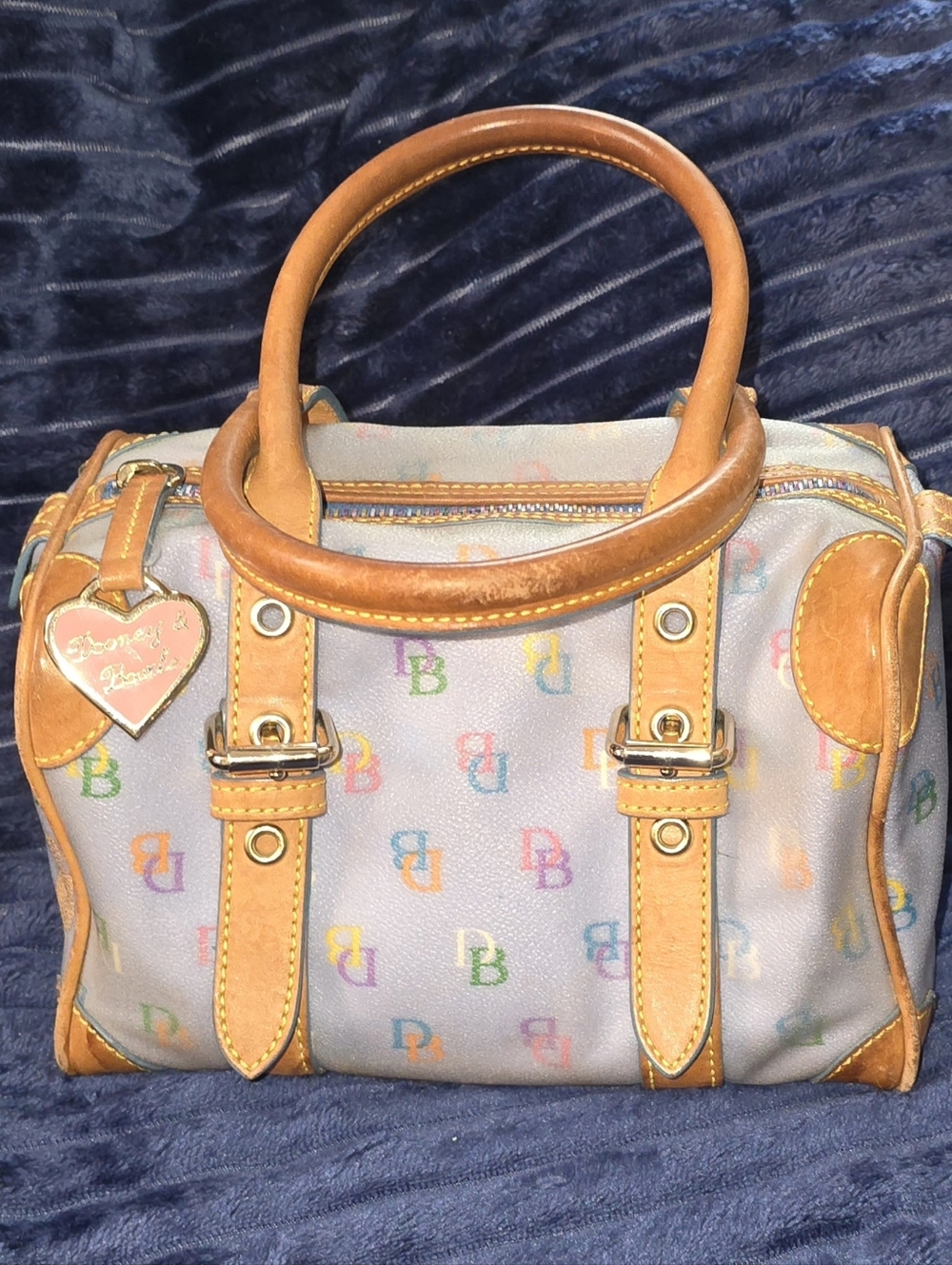 💥Rare Baby Blue D&B Y2K Multicolor Barrel “It Bag” Mini Satchel - Picture 2 of 8